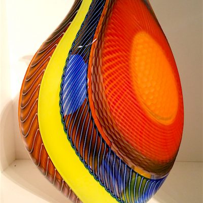 Colorful Italian blown glass vessel by Lino Tagliapietra
