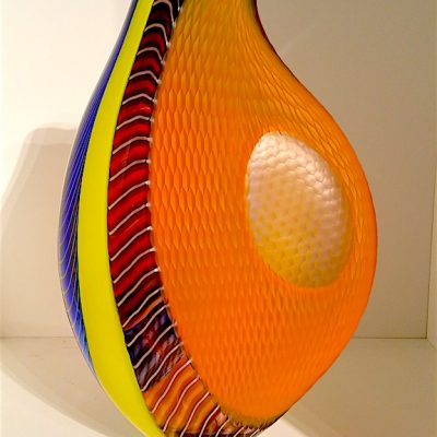Colorful Italian blown glass vessel by Lino Tagliapietra