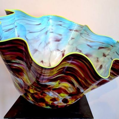 Etain Blue Macchia with Pale Green Lip Wrap by Dale Chihuly available at Habatat Galleries, FL