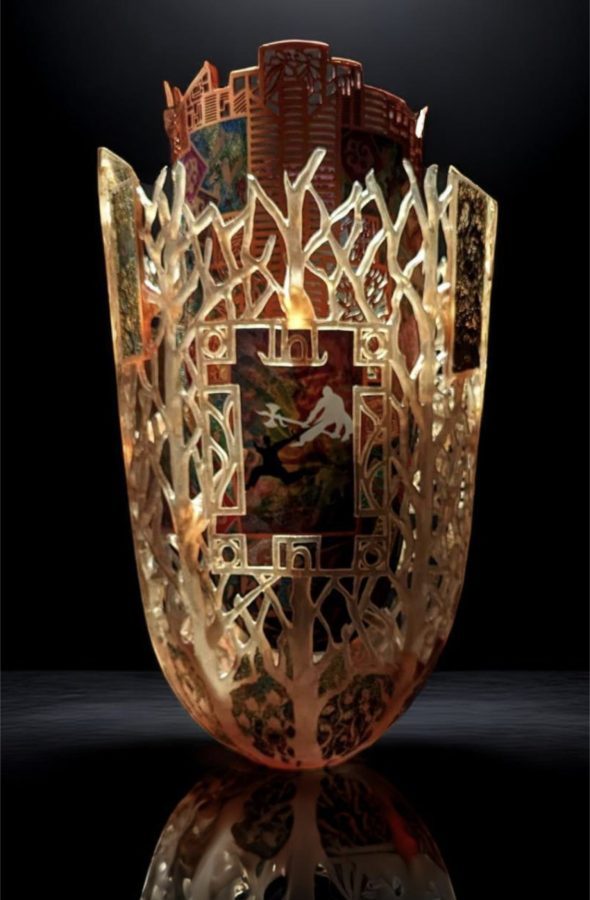Binh Pho glass & wood art