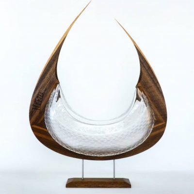 Backhaus Brown Egevaerk glass & wood sculpture
