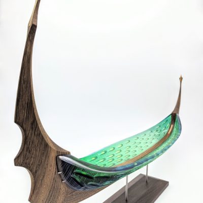Wood and glass Glasskibe sculpture by Backhaus & Brown and Egevaerk